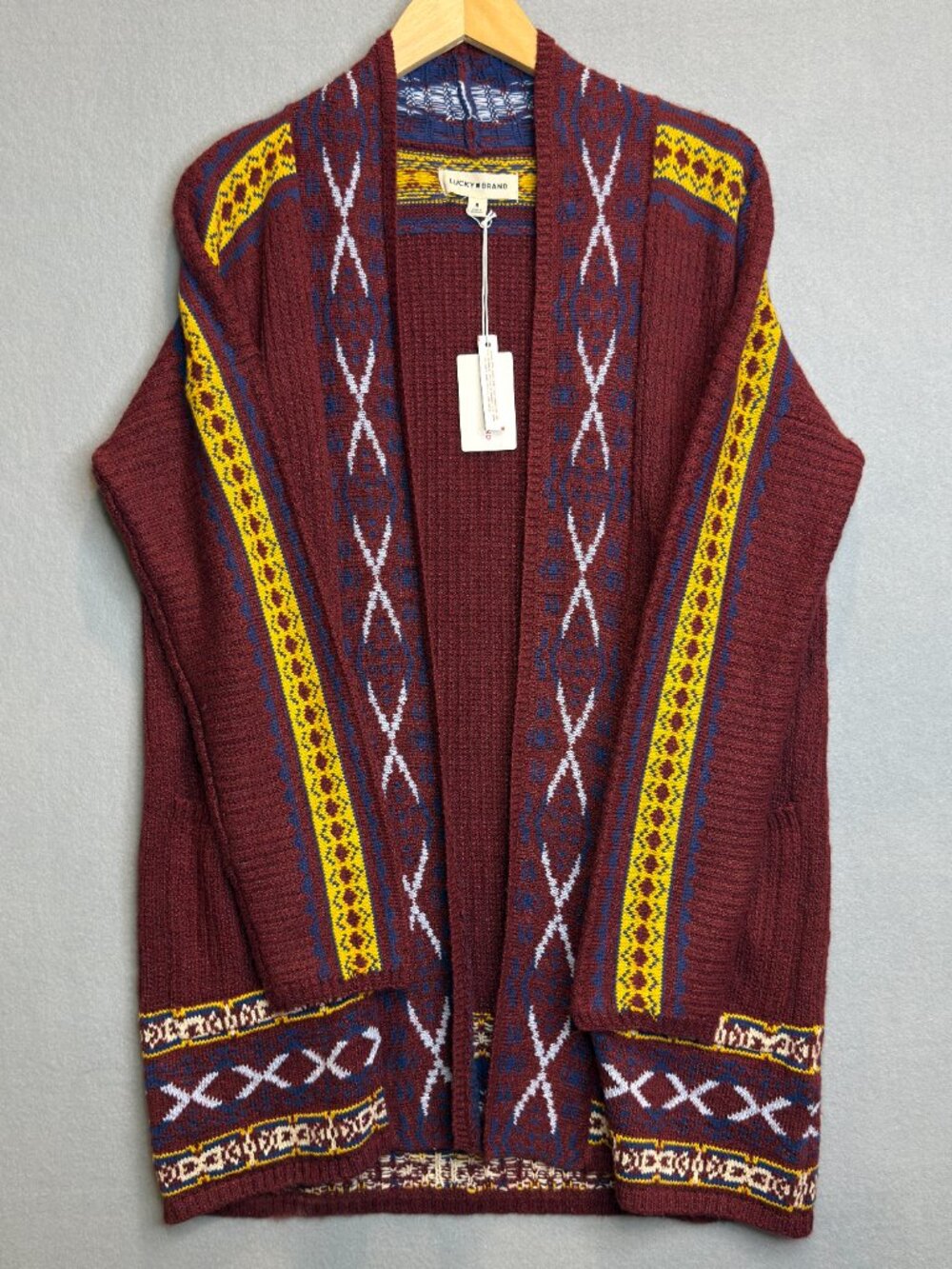 NWT Lucky Brand Southwestern Aztec Open Cardigan Sweater Women's M Boho Print - Picture 4 of 15